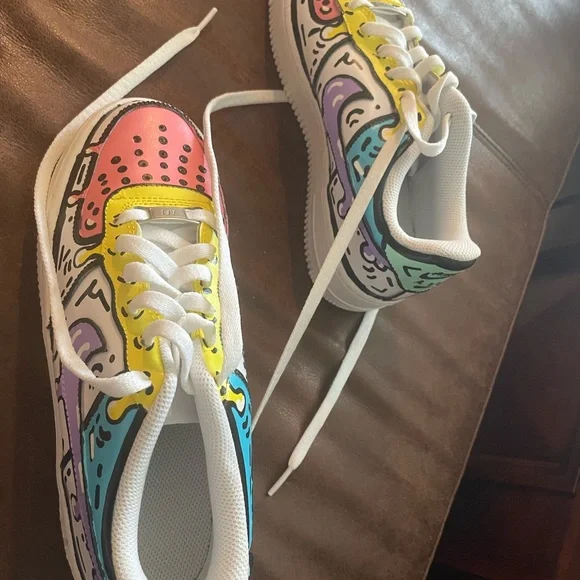 Nike Multicolor Graphic Sneakers Air Force 1 - CUSTOM PAINTING - Picture 2 of 9